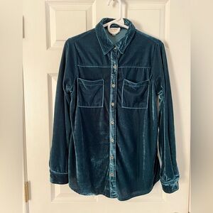 Umgee Teal Velvet Blouse